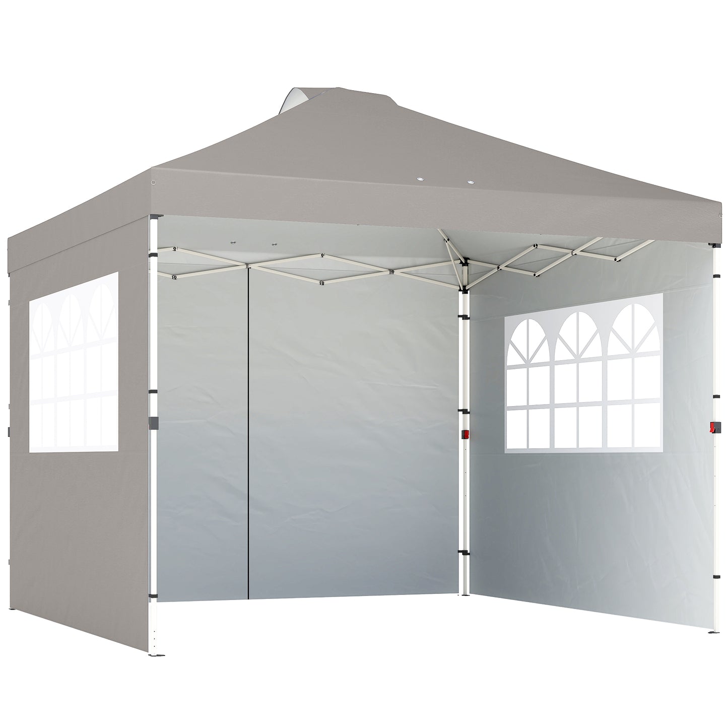 3x3m Pop-Up Canopy Gazebo | UPF50+ Waterproof 210D Oxford Fabric | 3 Detachable Sidewalls | 2 Church Windows | 2 Top Vents & 8 Drainage Holes | 3-Height Steel Frame to 285cm | 4 Guy Ropes & 12 Stakes | Wheeled Carry Bag | Grey