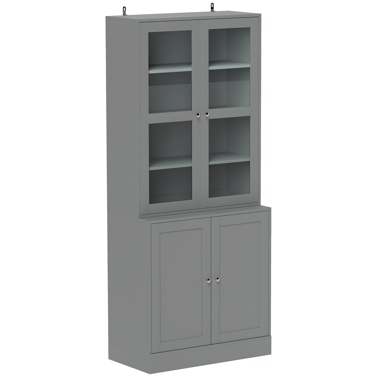 Double Storage Display Unit Cabinet - Grey