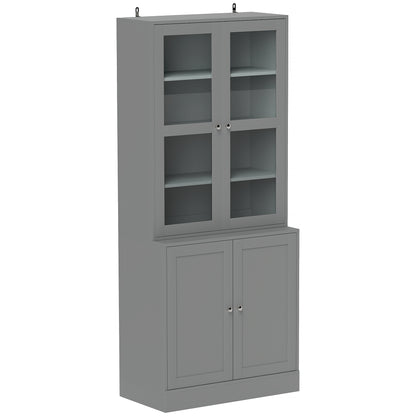 Double Storage Display Unit Cabinet - Grey