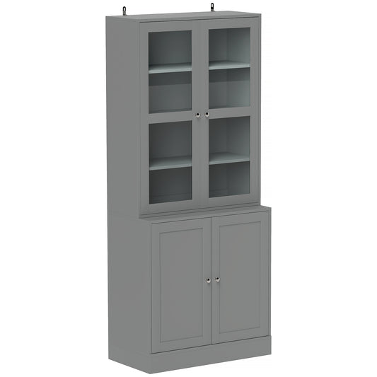 Double Storage Display Unit Cabinet - Grey