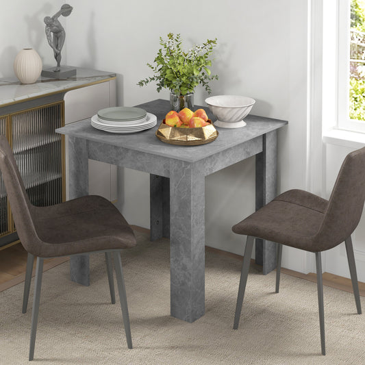 Square Dining Table, Modern Small Dining Table with Faux Cement Effect, Space Saving, Non-slip Foot Pads, Cement Grey