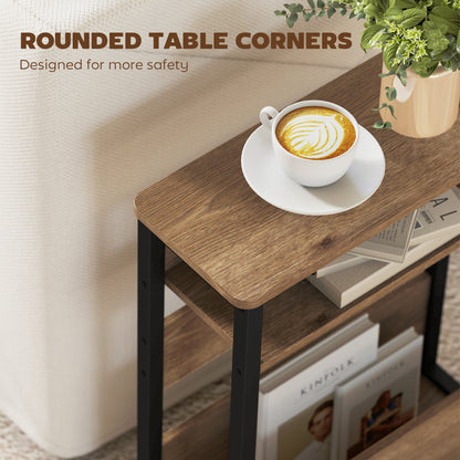 Industrial-Style Side Table - Black/Walnut Brown