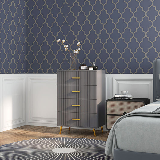 Bedroom Chest of Drawers, Modern 4-Drawer Dresser, Storage Drawer Unit with Aluminium Legs, Dark Grey