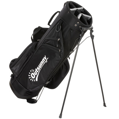 Outsunny Golf Stand Bag 6 Way Full-Length Dividers, Waterproof Golf Bag with 5 Pockets, Grey