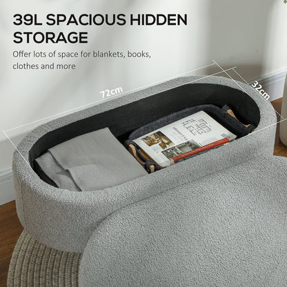 Teddy Fleece Storage Ottoman - Grey