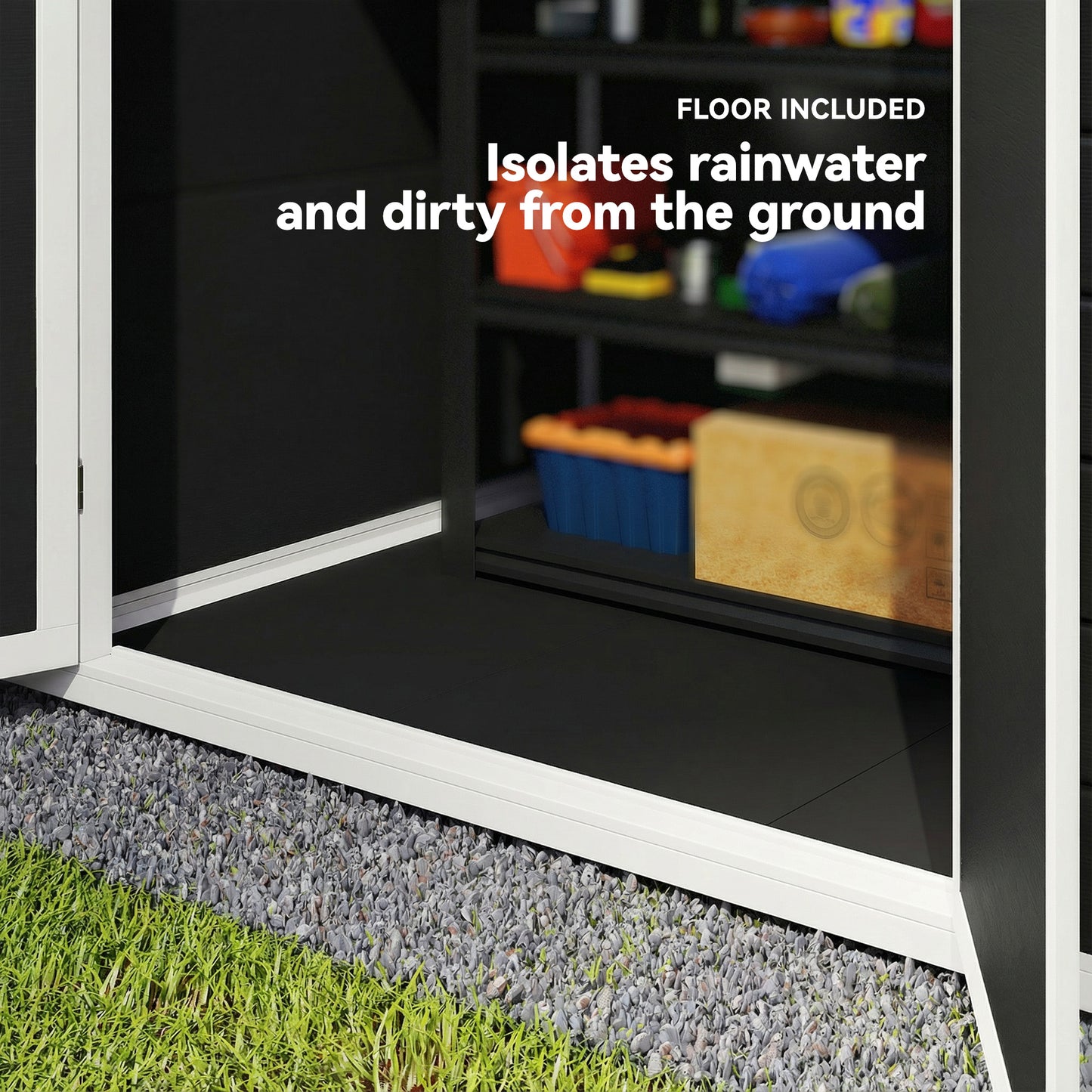 Aluminium Alloy & PP Garden Storage Shed | Double Doors | Lock & 3 Keys | Window | Vent | Sloped Roof | 40kg/m² Snow Rating | 183x134x210cm | 2.12m² | Black