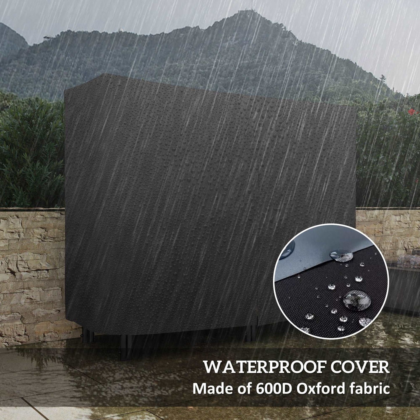 4FT Firewood Rack W/ Canvas Carrier Bag And 600D Oxford Waterproof Cover, Metal Log Store Storage Holder For Outdoor Indoor - Black