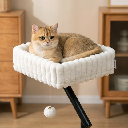 Raised Cat Window Bed | 360° Rotating Clamp-On Cat Hammock | White & Black | For Cats Under 6kg