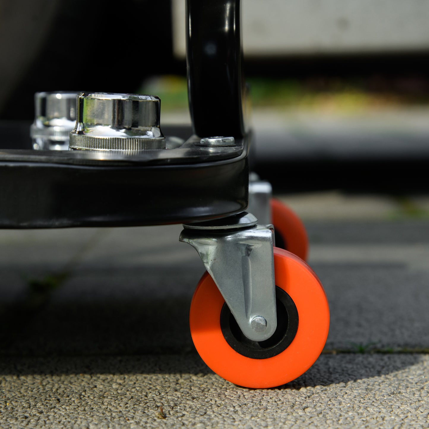 Workshop Stool, Rolling Mechanic Stool with 360 Degree Swivel, Padded Seat, Tool Tray, for Garage, Workshop, Auto Repair, Red