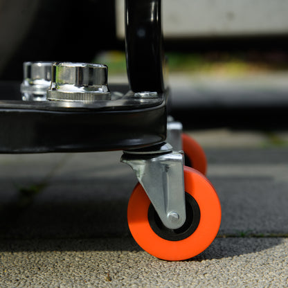 Workshop Stool, Rolling Mechanic Stool with 360 Degree Swivel, Padded Seat, Tool Tray, for Garage, Workshop, Auto Repair, Red