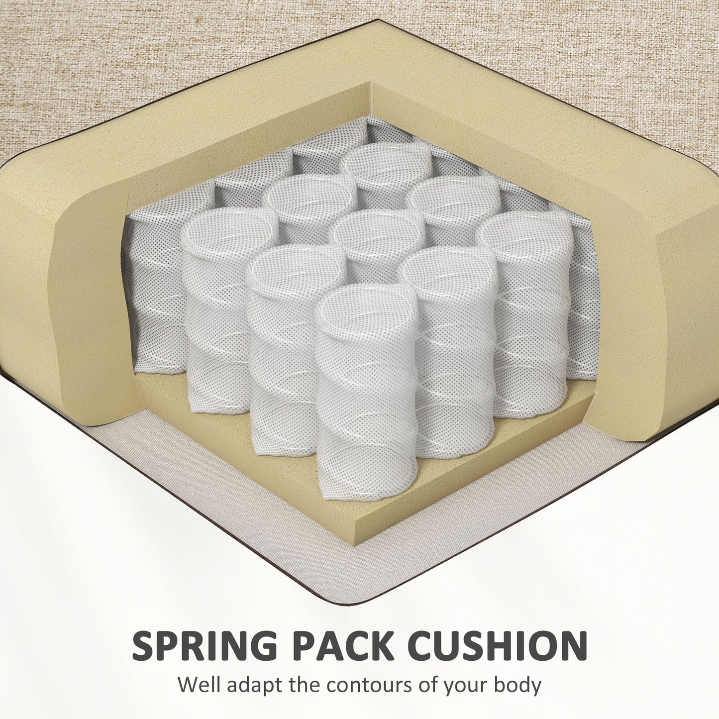 Modern 3 Seater Sofa, Linen Fabric Sofa Couch, Upholstered Sofa Settee with Cushions and Pillows for Living Room Guest Room Bedroom Office