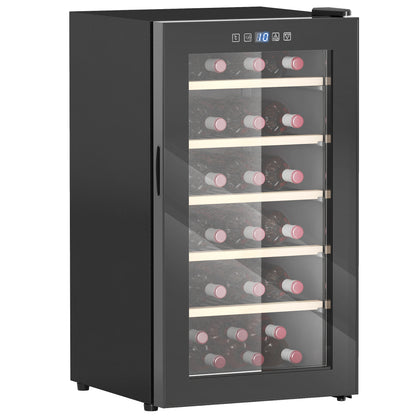 41 Bottle Wine Fridge, 91 Litre Capacity, 45cm Cooler With Glass Door, LED Light, Digital Touch Screen, Temperature Control, Freestanding Refrigerator
