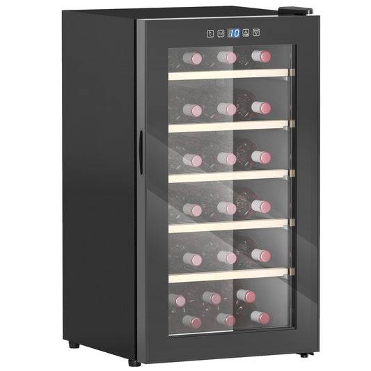 41 Bottle Wine Fridge, 91 Litre Capacity, 45cm Cooler With Glass Door, LED Light, Digital Touch Screen, Temperature Control, Freestanding Refrigerator