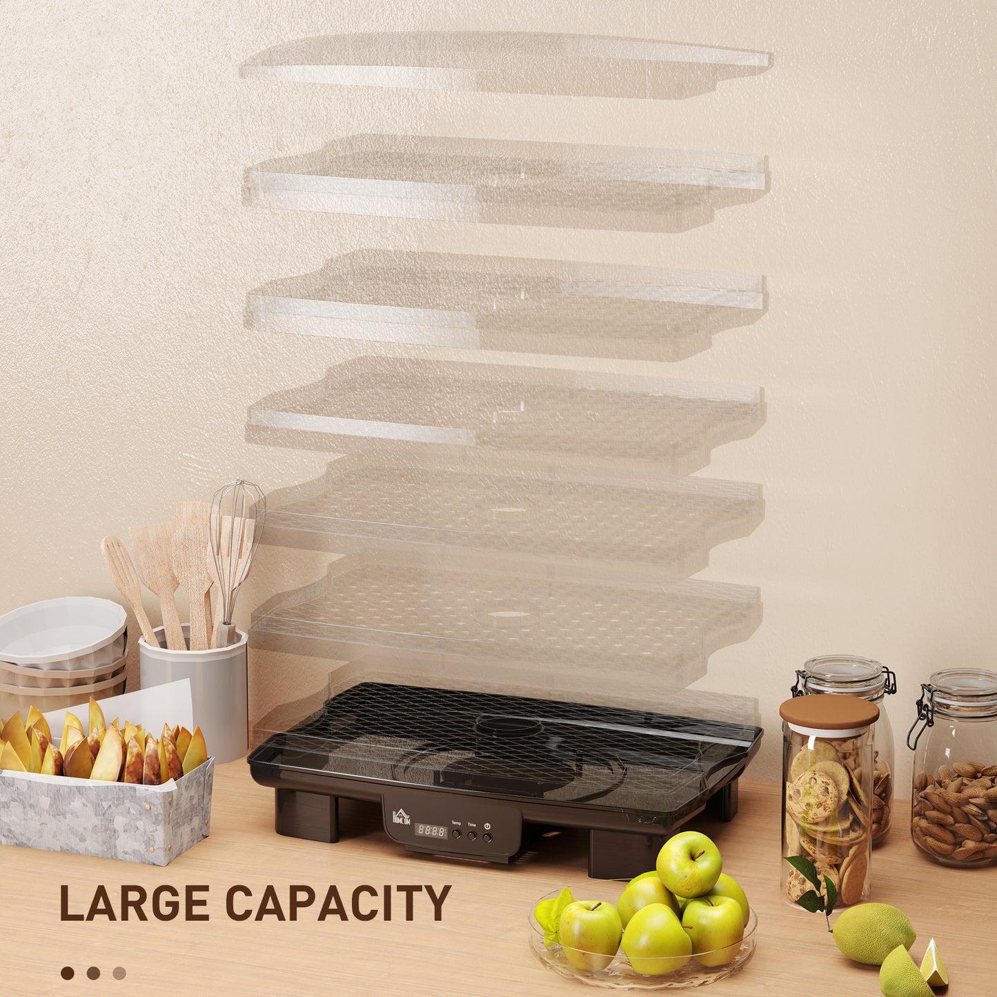 6 Tray Food Dehydrator, 550W Food Dryer Machine with Adjustable Temperature, 48H Timer, for Drying Fruit, Meat, Vegetable, Jerky and Pet Treat, Black