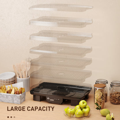 6 Tray Food Dehydrator, 550W Food Dryer Machine with Adjustable Temperature, 48H Timer, for Drying Fruit, Meat, Vegetable, Jerky and Pet Treat, Black