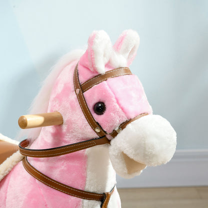 Wooden Rocking Horse with Music, Sound, Saddle for 3-6 Years