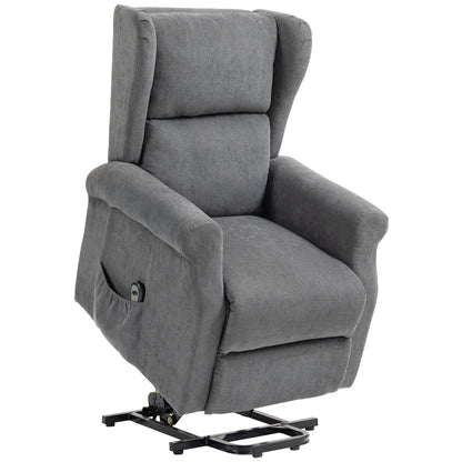 Power Lift Recliner Armchair, Electric Lift Chair, Fabric Riser and Reclining Chair with Remote Control, Side Pockets, Extended Footrest, for Living Room, Charcoal Grey