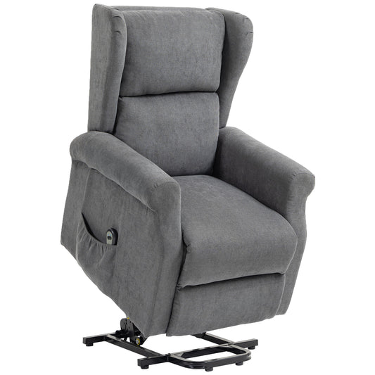 Power Lift Recliner Armchair, Electric Lift Chair, Fabric Riser and Reclining Chair with Remote Control, Side Pockets, Extended Footrest, for Living Room, Charcoal Grey