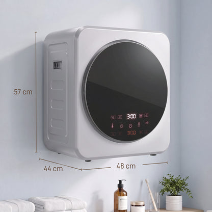 Compact Vented Tumble Dryer | Silver | 48x44x57cm | 800W | 4kg Wet 2.5kg Dry | 60°C Sterilise | Reverse Tumble | Touchscreen | Freestanding Stackable Wall-Mount | IPX4 | Auto-Stop