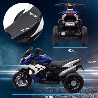 6V Kids Electric Ride-On Motorcycle | 3-Wheel Stable Design | 25W Motor | 0-3 km/h | LED Headlight | Music & Horn | 45 Min Ride | Max 25kg | Age 3-8 | 86x42x52cm | Blue or Pink