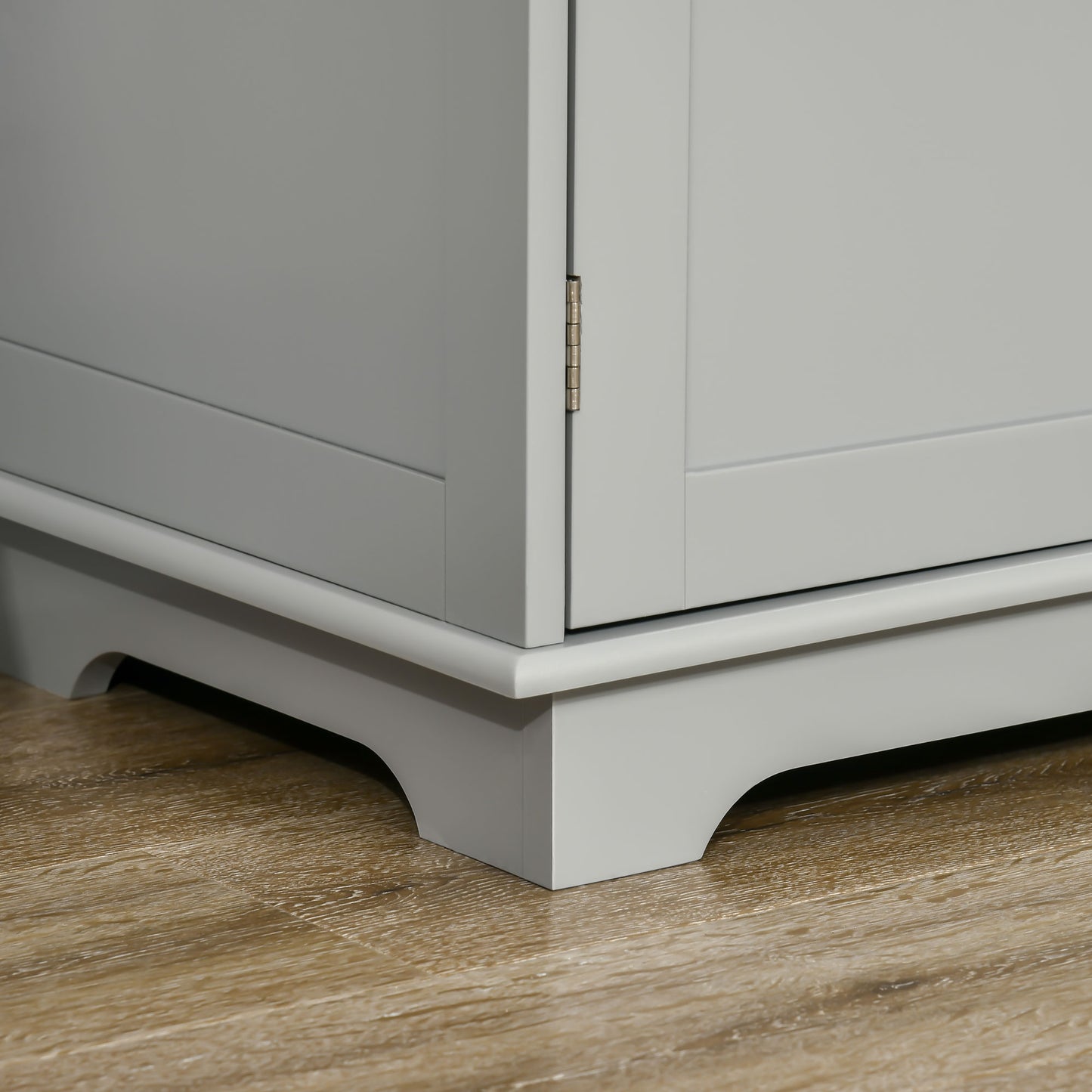 Sideboard with Rubberwood Top and Adjustable Shelves for Dining Room, Kitchen, Grey / Black / Rustic Brown