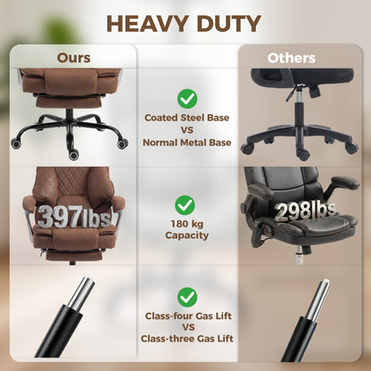 Executive Office Chair | Big & Tall 180kg Reclining Desk Chair with Footrest & Lumbar Support