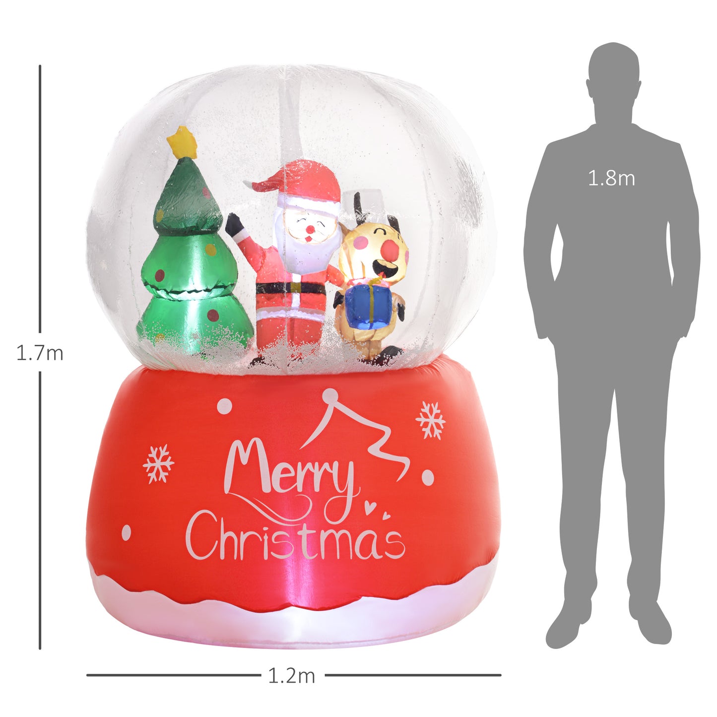 Outsunny 5.5FT Christmas Inflatable Crystal Ball with Santa Claus, Reindeer Decoration, Blow Up Crystal Ball with LED Lights for Indoor, Outdoor