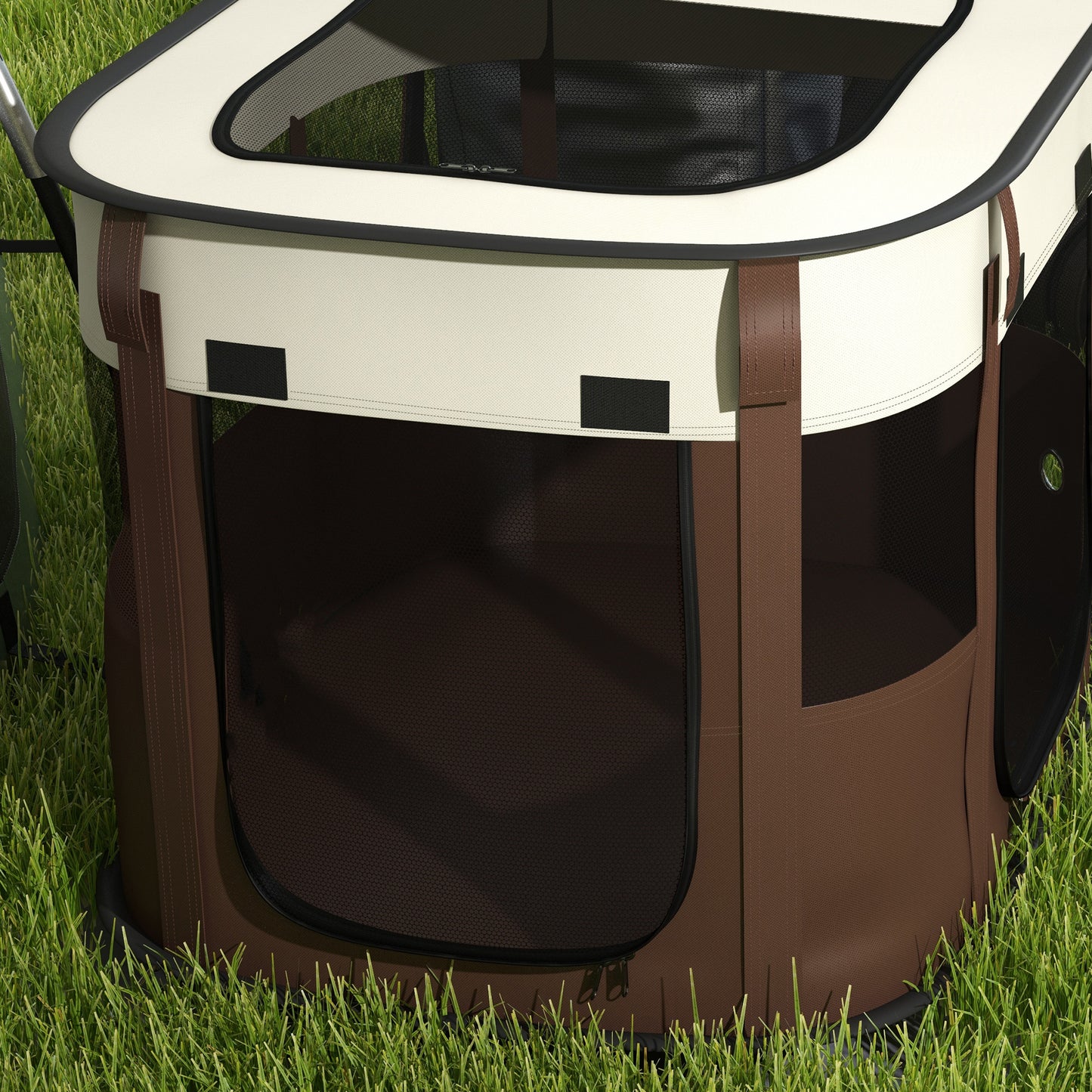 PawHut Foldable Dog Pen with Storage Bag for Indoor/Outdoor Use, Brown