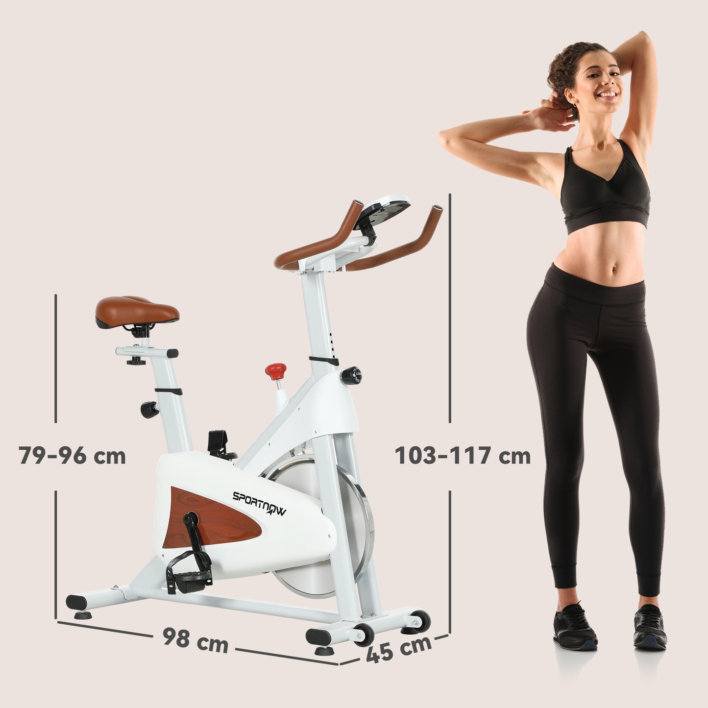 Indoor Exercise Bike, Quiet Stationary Bike, Stylish Cycling Machine with Adjustable Seat and Resistance, for Home Gym Cardio Workout