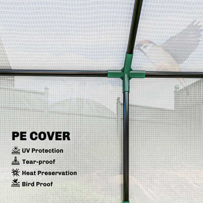 Outsunny Mini Greenhouse | 180 × 60 × 60cm White PE Grow House | 3 Zipped Roll-Up Windows | Steel Frame & 10cm Bury-In Edges