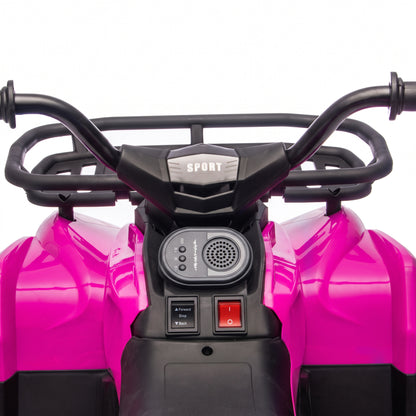 AIYAPLAY 12V Kids Electric Quad Bike | Pink Ride-On ATV with Dual Motors & Soft Start | Forward/Reverse, Music & Storage Racks | Ages 3–8 | 30kg Max