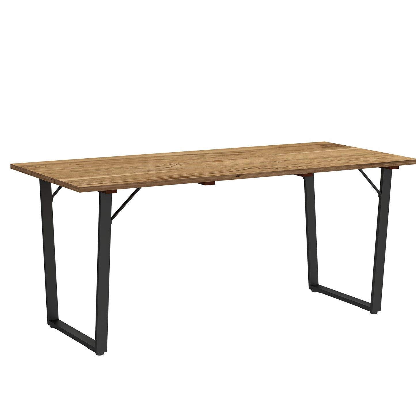 Garden Table for 6, 175 x 80 cm Large Rectangle Outdoor Dining Table with 5cm Parasol Hole and Slatted Top, Weather Resistant Fir Wood Patio Table