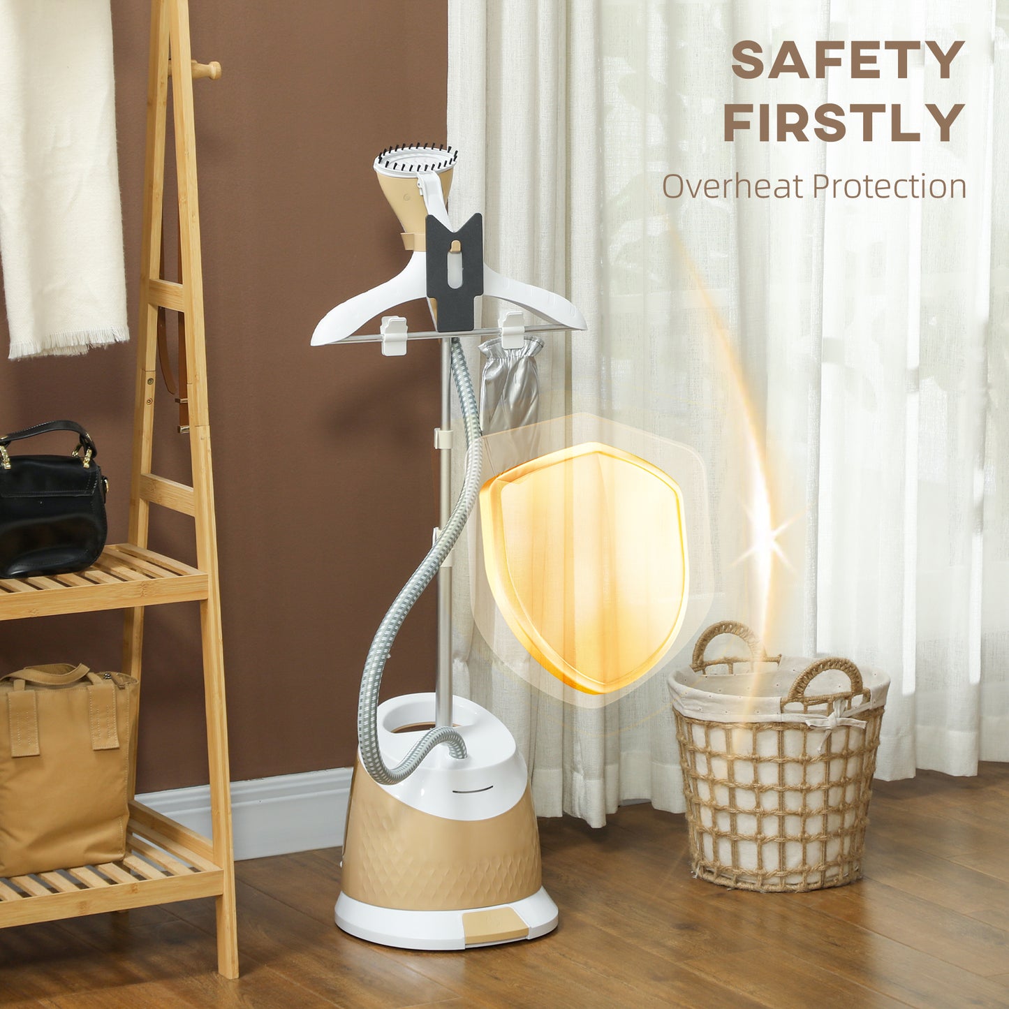 1800W Standing Clothes Steamer, with Accessories - Grey