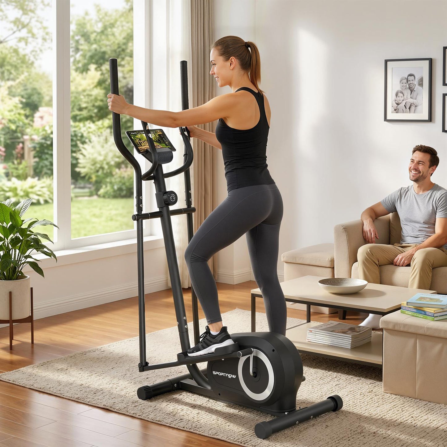 Magnetic Elliptical Cross Trainer | Bluetooth App | 8-Level Resistance | LCD & Heart Rate | 120kg | Grey