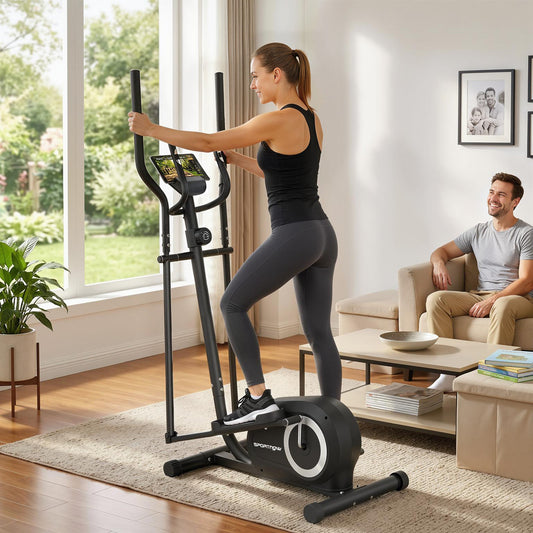 Magnetic Elliptical Cross Trainer | Bluetooth App | 8-Level Resistance | LCD & Heart Rate | 120kg | Grey