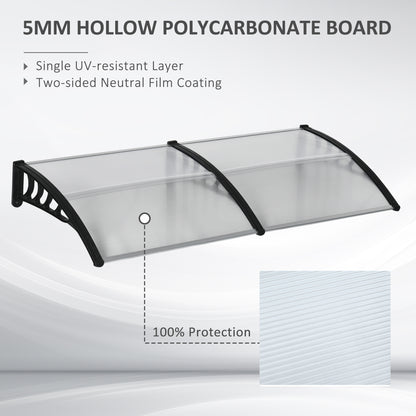 Outsunny Front Over Door Canopy, Outdoor Awning, 200 x 96cm Rain Shelter for Window, Porch and Front/Back Door, Clear