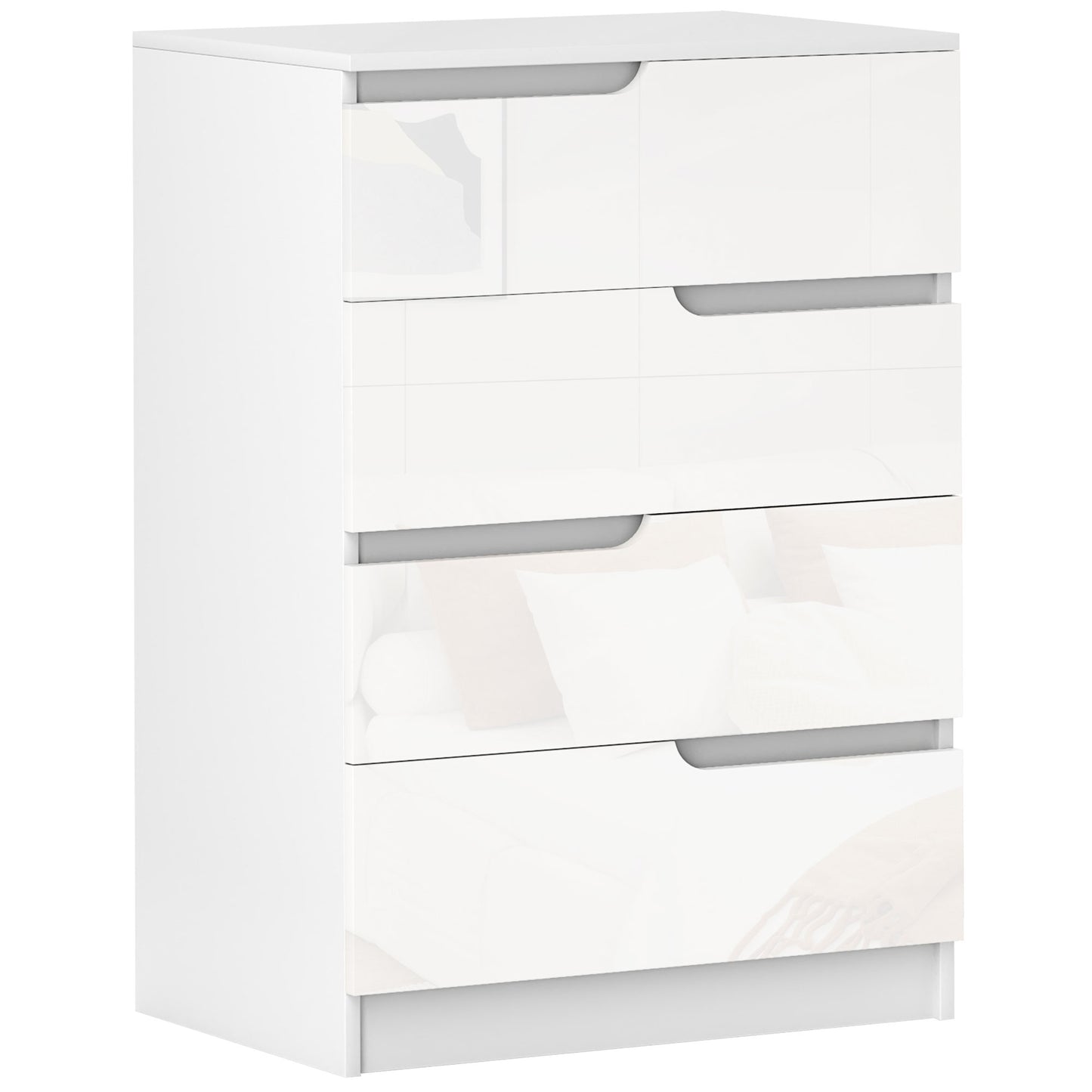 4 Drawer Chest of Drawers, Modern Dresser for Bedroom, Living Room, 60 x 40 x 85cm, White