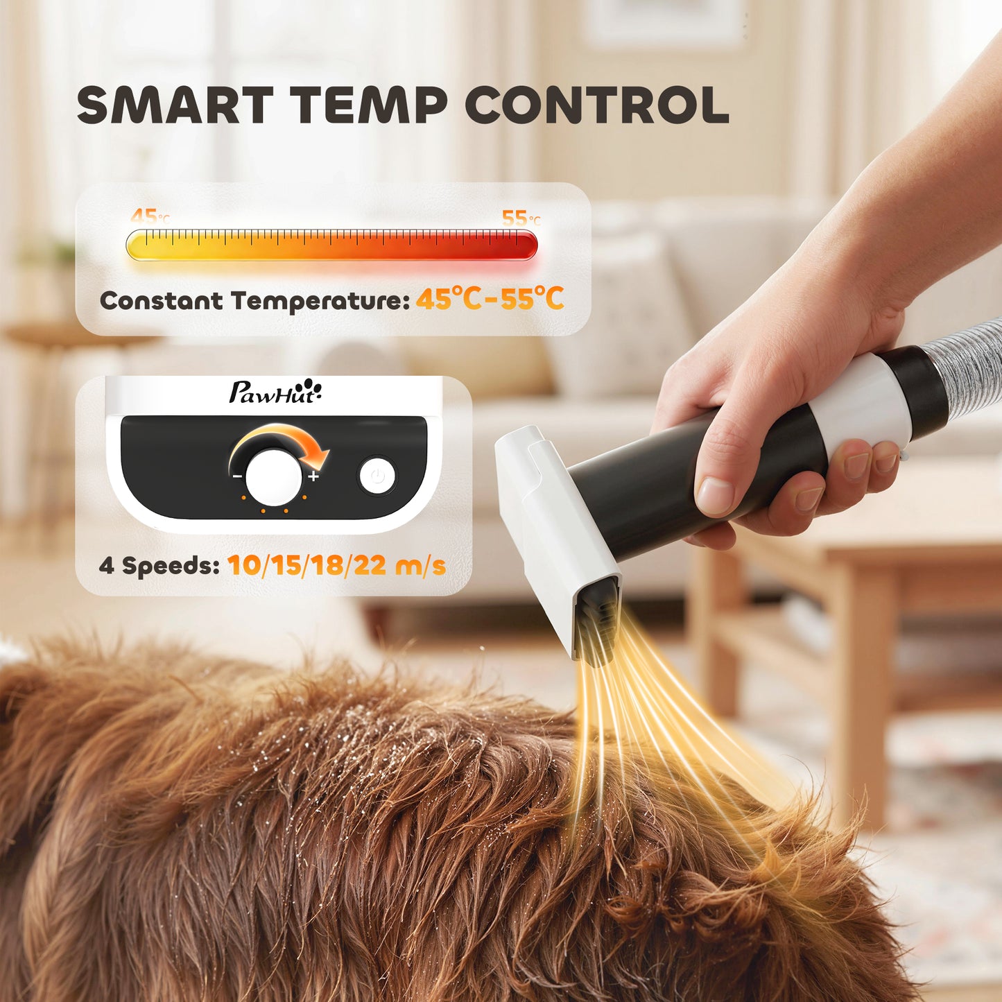 PawHut 5 in 1 Dog Grooming Vacuum & Dryer w/ Clipper, 1.8L Canister, 4 Modes Blow Temperature