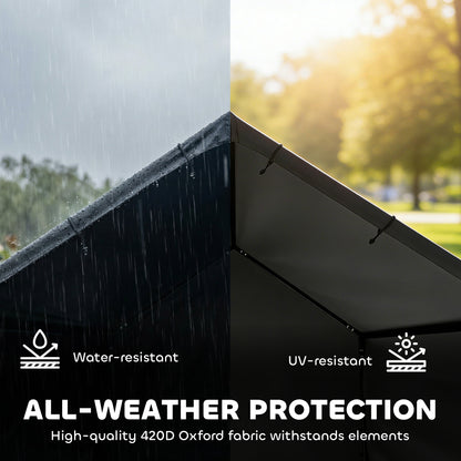 Outdoor Dog Shade Shelter | 420D Oxford Canopy | UV & Rain Resistant | Powder-Coated Steel Frame | Slanted Roof | Large Dogs up to 30kg | 125 x 110 x 93cm | Black