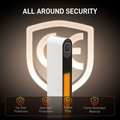 2000W Ceramic Electric Heater with Fan, Timer, Oscillation - White / Black