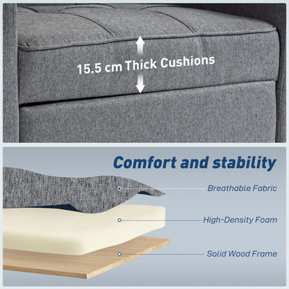 3-in-1 Single Sofa Bed | Armchair | Recliner | Sleeper | 95x190cm | 12cm Mattress | Cup Holders & Side Pockets | Pillow | 120kg | Dark Grey