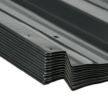 Outsunny Corrugated Roofing Sheets, Pack of 12, Galvanised Metal Roofing Sheets for Greenhouse, Garage, Storage Shed, Carport, 129 x 45cm, Dark Grey
