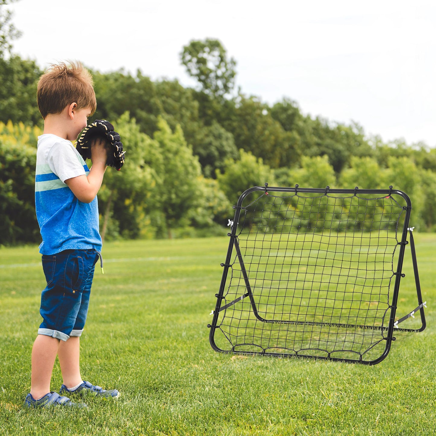 Football Rebounder Net Practise Kickback Goal for Teens Adults Softball Training Black