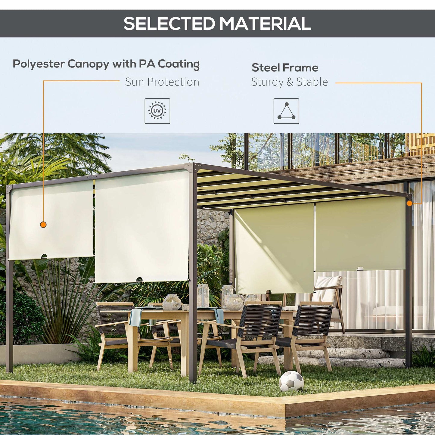 Outsunny 3 x 4m Outdoor Garden Pergola - Cream White