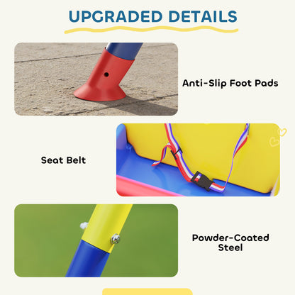 3-in-1 Toddler Swing Set – Foldable A-Frame, Seat Belt, Adjustable Height 35–55cm, Indoor & Outdoor, EN71 Tested, Ages 9 Months–8 Years – Blue