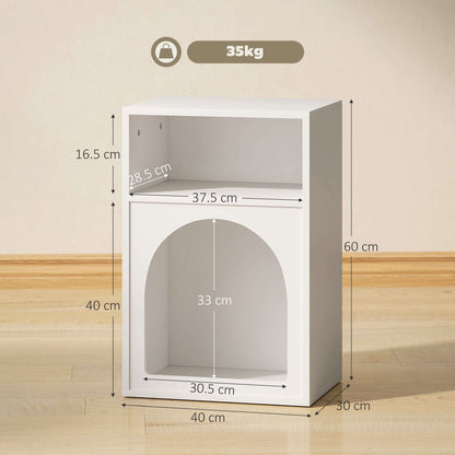 MDF Arch Bedside Table | 2 Open Compartments | Compact Design | Fits Narrow Spaces | 35kg Capacity | 40x30x60cm | White