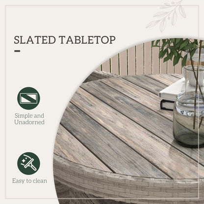 Outsunny Rattan Dining Set 5 Pieces with Removable Cushions, Slatted Tabletop for Patio, Lawn, Balcony, Grey