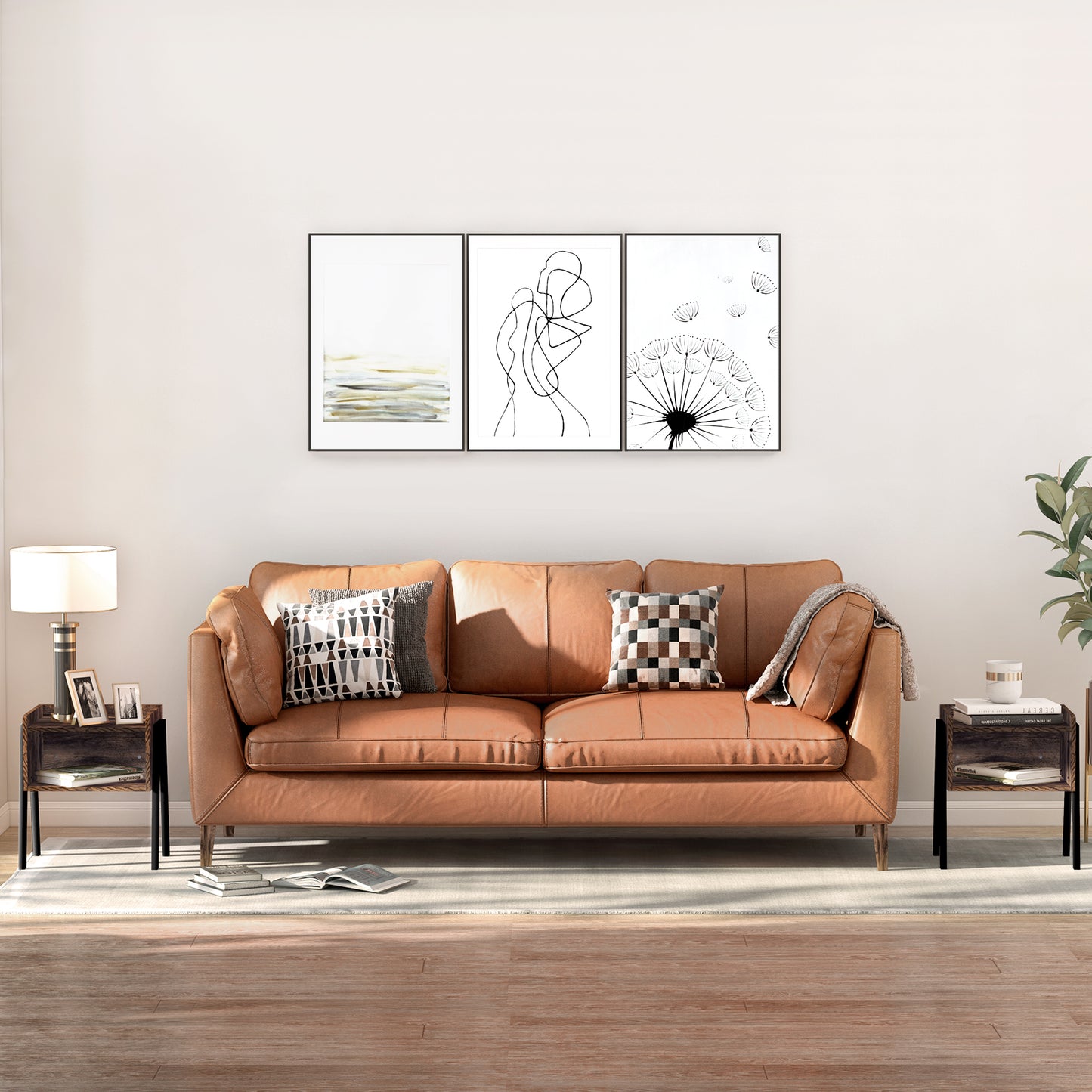 Set Of 2 Industrial Stacking Retro Style Side Tables Stacking Duo w/ Compartment Shelf Steel Frame Stylish Unique End Bed Tables Home Furniture