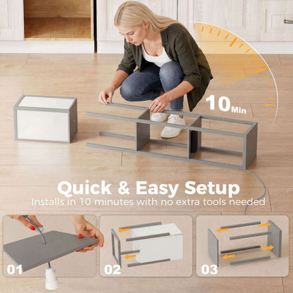 Floor Lamp with 3 Shelves | Column Design | MDF | E27 LED Included | Foot Switch | 160cm | 2.5kg per Tier | Grey