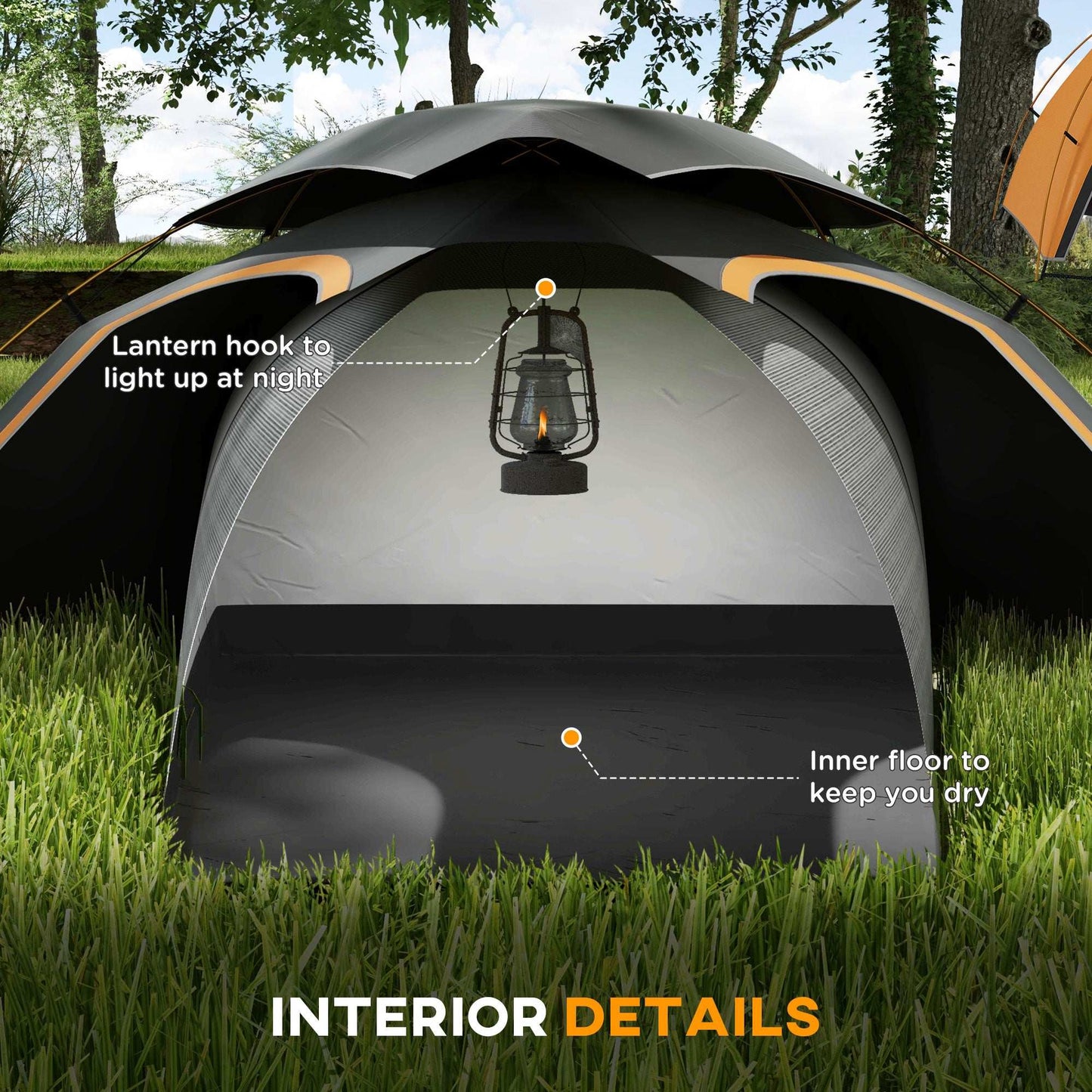 Outsunny Camping Dome Tent W/ Self Inflatable Mattress, 1 Person, Removable Rainfly, 2000mm Waterproof, Portable W/ Bags for Fishing Hiking